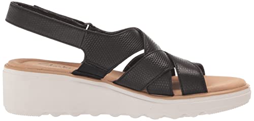 Clarks Jillian Spring Wedge Sandal, Black Leather, 9 Medium #TOP5
