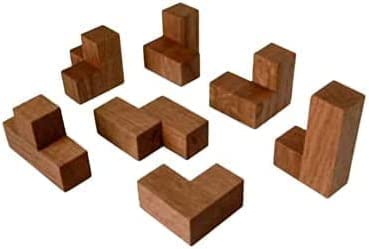 Wooden Toys Cube Toys Brain Teaser Puzzle for Genius Skills Builder Educational Toy for Kids and Adults. Gift Desk Puzzles (Original) (2.5" x 2.5" Inch, Brown Color)
