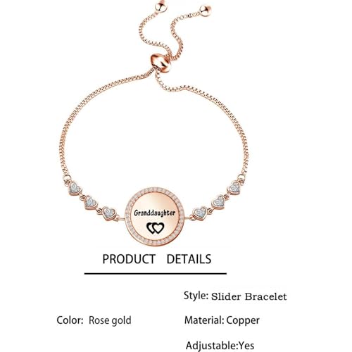 Image of FEELMEM Nana's Granddaughter Slider Bracelet Gift for from Nana Granddaughter Birthday Graduation Gift