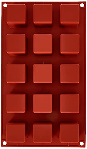 silikomart, SF105 Silicone Mould for Monoportions Cube, Non-Stick, 15 Cubes, Pack of 1 Cake Mould, 35 x 35 mm, h 35 mm, Made in Italy