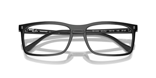 Ray-Ban RB4435 Polarized Rectangular Sunglasses, Black/Transition Clear to Green, 56 mm