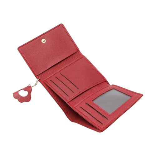 1Pcs Money Wallet 3-Fold Cat Cartoon Wallet PU Leather Burgundy 11x9cm3