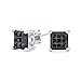 1.25CT negro invisible corte cuadrado princesa CZ chequeo cúbico Zirconia Prong cesta set stud pendientes de plata de ley