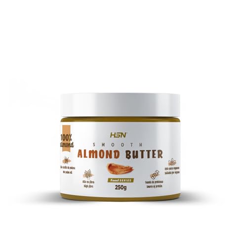 HSN Crema de Almendra 100% Natural | 250 g de Mantequilla de Almendras Tostadas - Textura Suave y Cremosa | Sin Aceite de Palma, Sal ni Azúcares Añadidos | Vegano, No-GMO