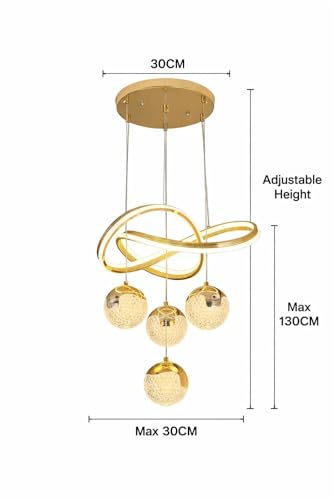 Image of Golden LED Mordern Luxury Premium 4 Light Pendant Chandelier Ceiling Light Hanging Light for Living Dining Room Office Decorative Lighting