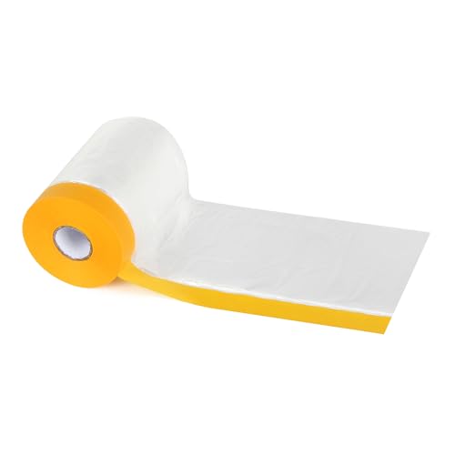 Image of Voomey Pre-Taped Masking Film, Painters Tape with Plastic Attached, Automotive Painters Tape and Drape for Appliances, Furniture, Wood Surfaces & DIY Projects - 1ft x 82ft