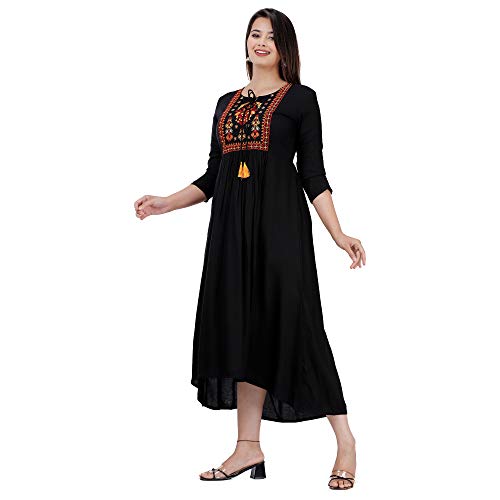 Image of Women's Rayon Embroidery Work Flared Kurta