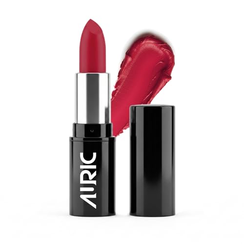 Image of Auric MatteRich Lipstick | Ruby Royale | 4.2g | Deep Red Matte Lipstick with Intense Pigment | Long-Lasting, Transfer-Proof, Vegan, Paraben-Free | Smooth Matte Finish