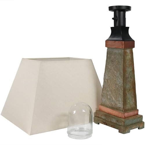 Sunnydaze GSI-972 30 Inch Outdoor Table Lamp - Weather-Resistant Copper Trimmed Slate Light thumb #5