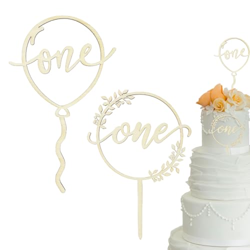 Paquete de 2 guirnaldas de madera para tarta de primer cumpleaños, decoración para aniversario, fiesta de primer cumpleaños, accesorios para cabina de fotos
