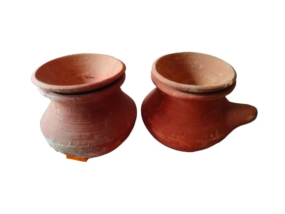 Krishna Creations Latest Handmade Clay karwa with Kalash (Medium) /mud karwa/karwa lota Useful for karwachauth 500ml