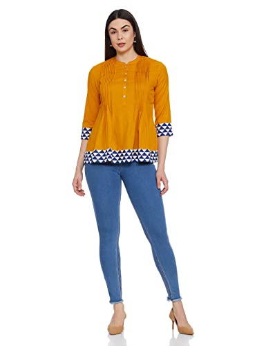 Image of Amazon Brand - Myx Women Cotton Regular Fit Casual Kurti (Available in Plus Sizes)