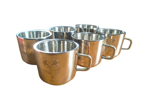 Image of Stainless Steel Tea Cup - Rust-Free, Durable & Easy to Clean (140 ml, Pack of 6)