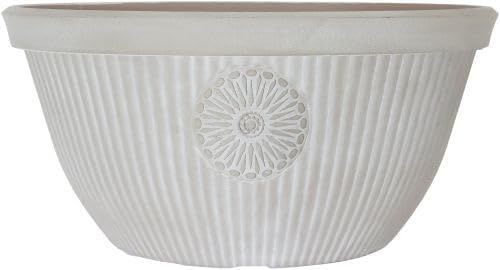 Frame Company Outdoor Durable Plastic Stone Effect Garden Flower Plant Pot, Pebble White Stone Bowl *Choice of Sizes and Colours*