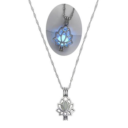SIewee Fantasy Glow Flower Necklaces - Jewelry Charms Pendants for Women - Fairy, witches, Space Necklace (silvery Sky Blue)