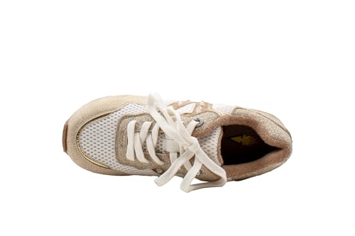 VOLATILE Womens Beckett Rhinestone Metallic Platform Lace Up Sneakers Shoes Casual - Beige, Gold2