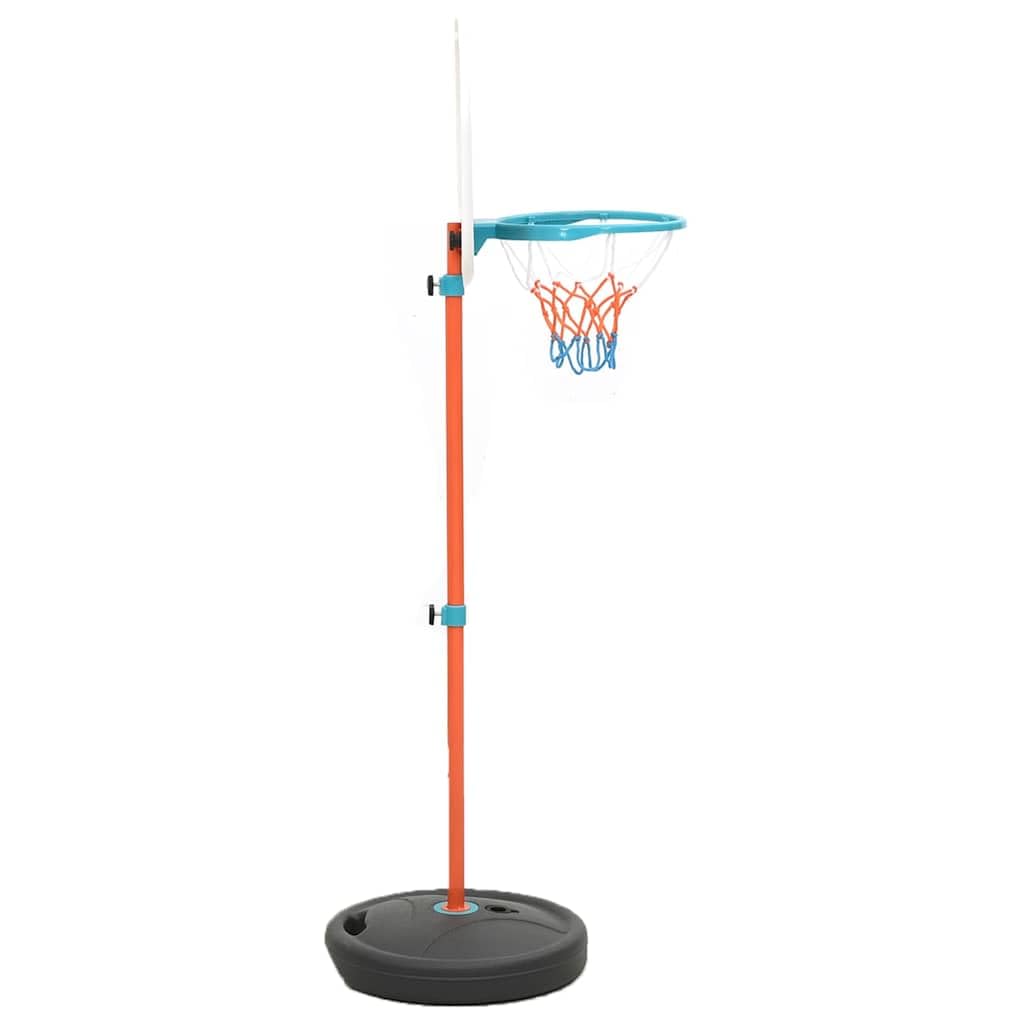 Tragbares Basketball Spiel Set mit höhenverstellbarem Basketballkorb 133 bis 160 cm, PE und Eisen, Ball, Pumpe, Netz, für Indoor Outdoor Garten, Hof, Terrasse, Spielzimmer Training