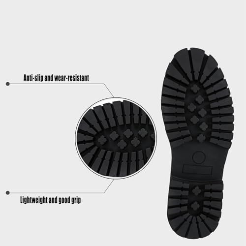 Men's Leather Platform Slip-on Penny Loafers,Classic Round Toe Lug Sole Non-Slip Business Dress Shoes,Casual Party Formal Work Shoes3