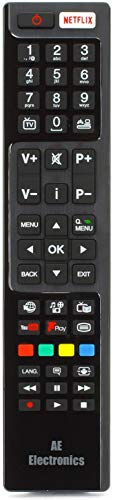 AE® Luxor/Hitachi TV Remote Control RC4848 / RC4848F for Luxor LED LCD SMART Television with Netflix YouTube and Freeview Play Button - Replacement Control