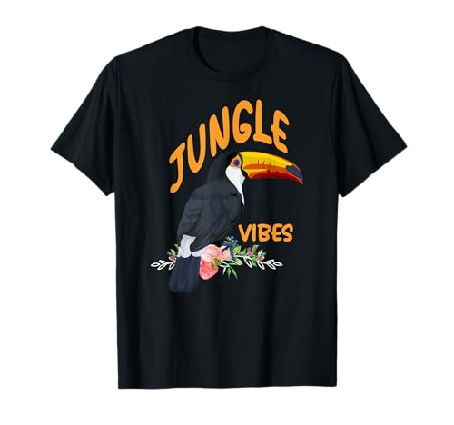 Toucan Jungle Vibes Tropical Flowers Leaf Birds Toucans Camiseta