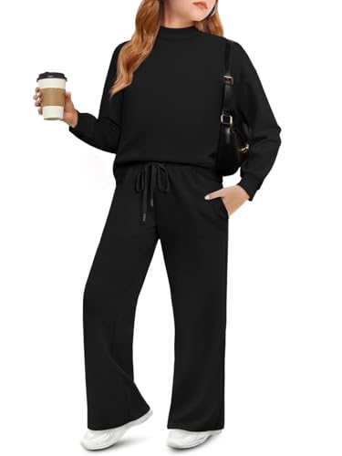 Survêtement filles Haloumoning 2 pièces à col montant et pantalon large pour l'automne
