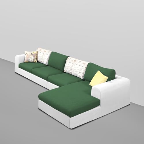 Image of Koza RHS 6 Seater L Shape Sofa Set for Living Room (Green Grey Fabric) Premium Fabric Sofa