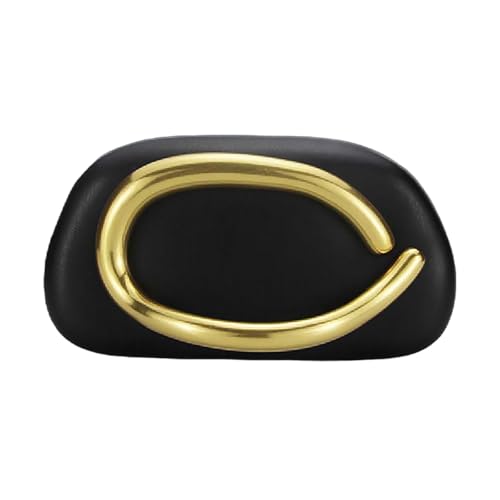 Image of Women PU Leather Metal Handle Handbag Trendy Commuting Compact Stone Purse Hand-held Causal Shoulder Clutch Bag