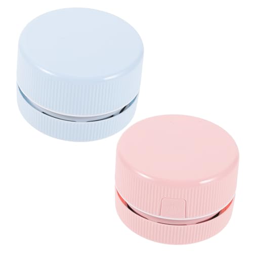 LALAFINA 2pcs Portable Mini Vacuum Cleaner Handheld Crumb Collector for Desktop Office and Car Cleaning Strong No Battery Required