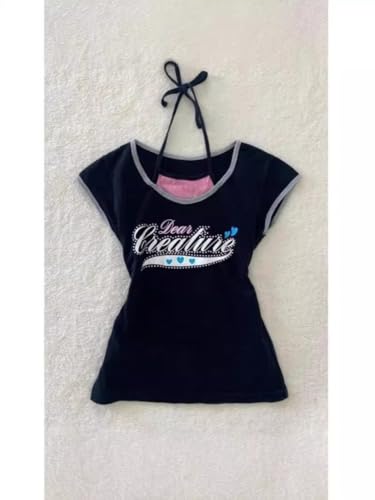 Image of Kawaii Cutecore Harajuku Y2k 2000s Tops Summer Preppy Aesthetic Alt Goth Emo Short Sleeve Graphic Tees