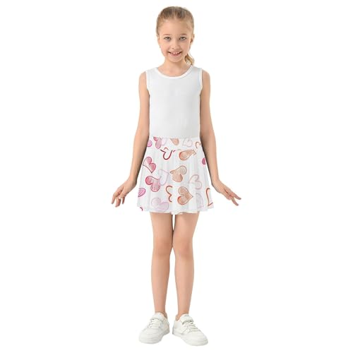 Joisal Athletic Shorts Girls Skorts Toddlers Tennis Skirts Fun Cute Girl Skort Beige Red Pink Hearts White 3t3