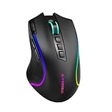 Wireless Gaming Mouse with Tri-Modes, 2.4G/ BT/ 2 Side Buttons, Rapid Fire Key, 8000 DPI, 6 Backlit Modes, Macro, 9 Programmable Buttons