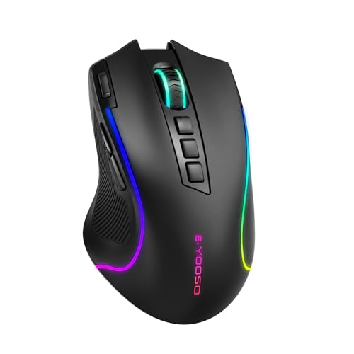 PEEH Wireless Gaming Mouse with Tri-Modes, 2.4G/ BT/ 2 Side Buttons, Rapid Fire Key, 8000 DPI, 6 Backlit Modes, Macro, 9 Programmable Buttons