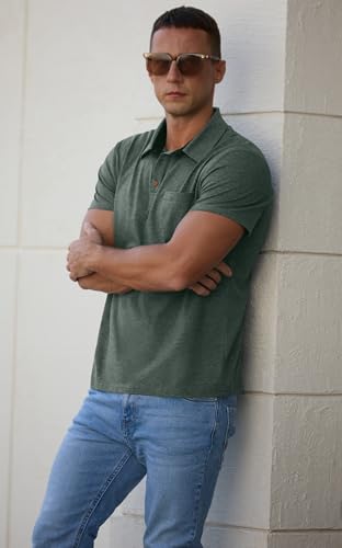 Sailwind Men's Cotton Polo Shirts Short Sleeve Casual Summer Shirts Classic Collared Golf Shirt with Pocket3