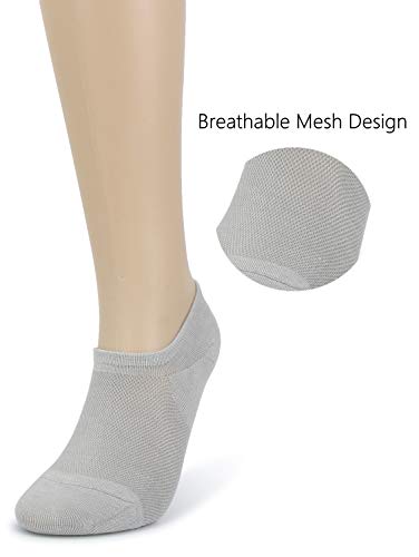 Leotruny Women’s 6 Pairs Bamboo Mesh Design Low Cut Non Slip No Show Socks (C02-White, Women Shoe Size: 6-9) #TOP2