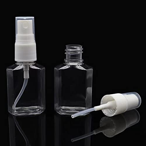 50 Pack 1 oz/30ml Empty Mini Clear Plastic Spray Bottles With Lid Fine Mist Travel Size Bottle Refillable Liquid Containers for Cosmetics,Perfumes，Sample，Eyeglass Cleaner,30pwbj3
