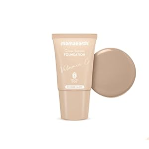 Mamaearth Glow Serum Foundation Mini Tube with Vitamin C & Turmeric for 12-Hour Long Stay- 18 ml l 12-Hour Long Stay | 2X Instant Glow (Nude Glow)
