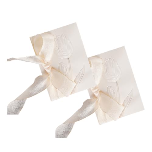 ARYIMYDP 2 Set di Libretti per Promessa di Matrimonio, Biglietto Ricordo per Sposi con Nastro, Per Cerimonia Rinnovo Voti, Design Classico ed Elegante, Bianco