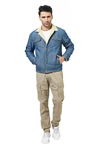 Image of Men's Winter Wear Sherpa Blue Denim Jacket