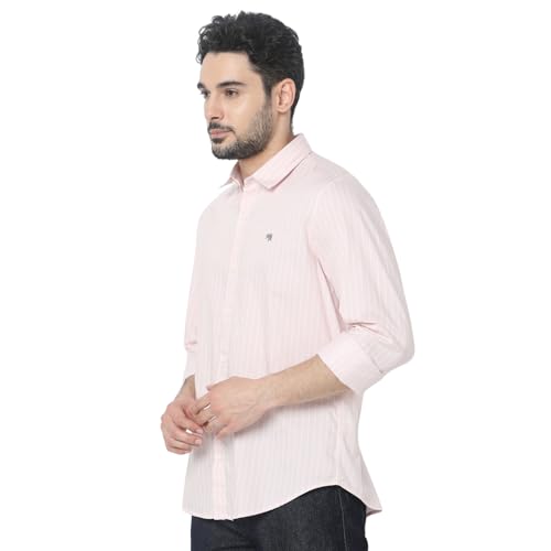 Image of Spykar Men's Relaxed Fit N /A Half Sleeve Striped Casual Shirts