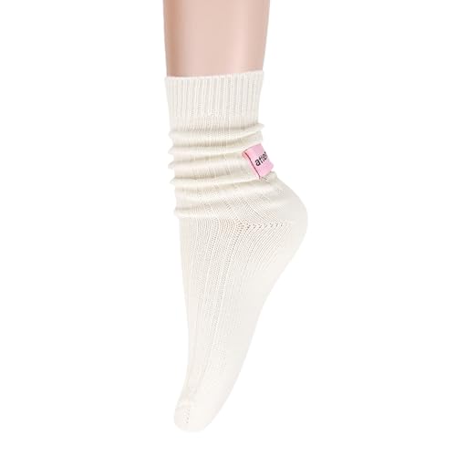 Image of Benefeet Sox Crew Socks for Women Retro Cotton Ribbed Knit Casual Socks Solid Color Athletic Sock