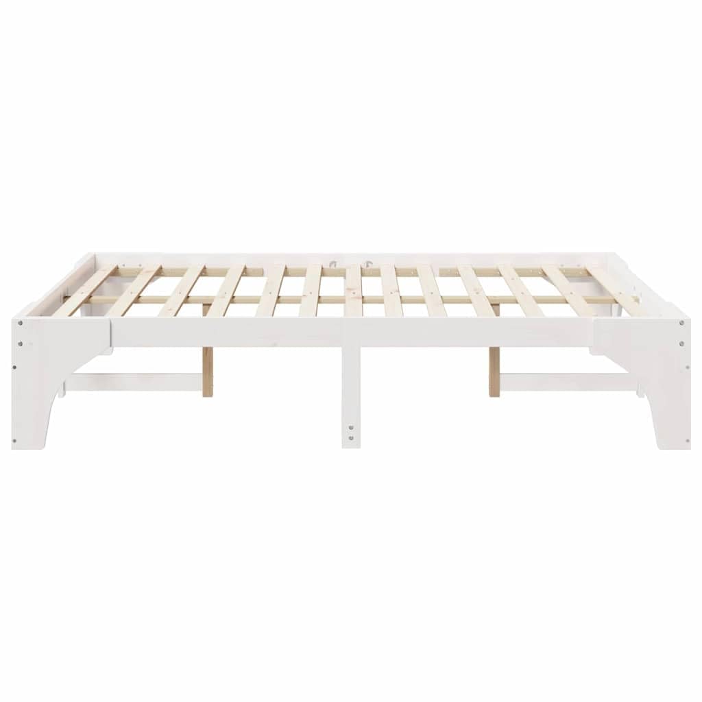 Marco de Cama de Madera Maciza de Pino Estructura Baja Moderna para Dormitorio Minimalista y Multifuncional 4 Piezas Ensamblaje Sencillo