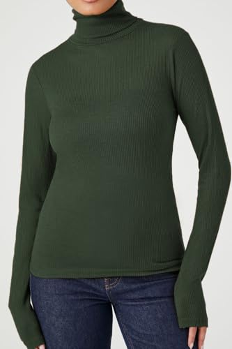 Image of Emmalise Womens Turtleneck Top Long Sleeves Fitted Ribbed Top