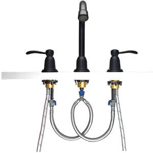 Miniatura 9 de Grifo de lavabo de baño de 8 pulgadas negro mate con drenaje desplegable y mangueras de suministro de grifo cUPC, grifos de tocador de 8 pulgadas, 3