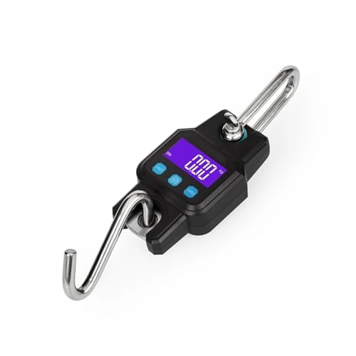 Básculas electrónicas Báscula de gancho colgante recargable 300 kg/50 g con microgrúa, Bluetooth 4.0, digital, USB, acero inoxidable, resistente para viajes, compras(Black)