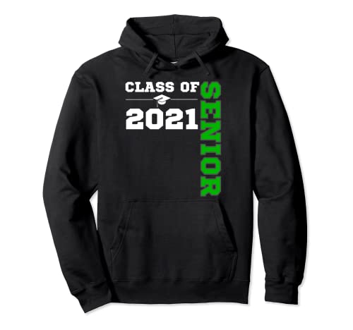 Clase de 2021 Senior Year 21 Back to School Colores Verde Sudadera con Capucha