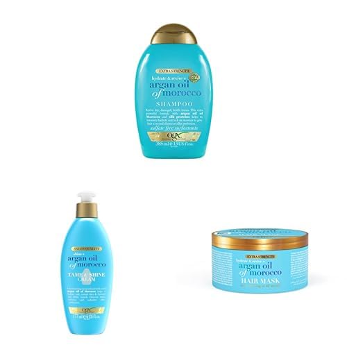 OGX Argan Oil Shampoo 385ml + Shine Cream 177ml + Hair Mask 300ml (3’lü Set)
