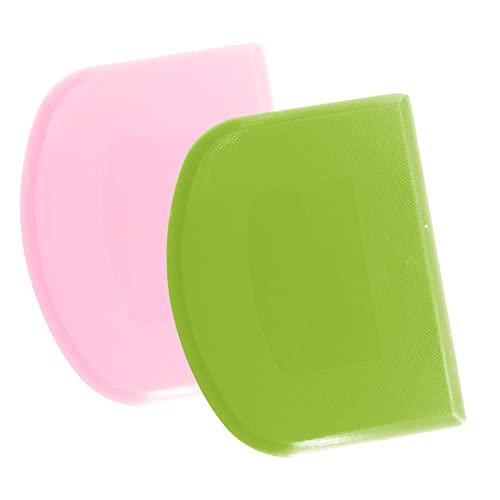 Grattoir à Pâte, Corne Pâtisserie, Coupe Pâte, Racloir Patisserie, Grattoir a Pâte en Plastique pour Cuisine, Pâtisserie, Crêpes - 11.8x9.3cm, 2pc, Vert+Rose