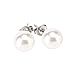 LEILE 12pairs White Assorted Mixed Wholesale Lot Glass Pearl Earrings Studs Stainless Steel Pin for Women(10mm White)