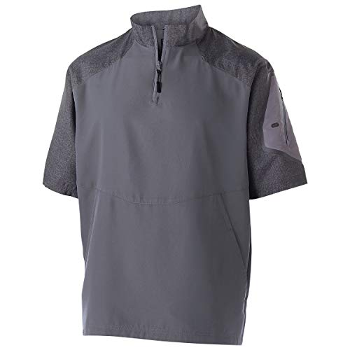 Image of Holloway Unisex Ultra-Lightweight Aero-TecO Raider Short-Sleeve Warm-Up Pullover-Carbon PRT /Blck