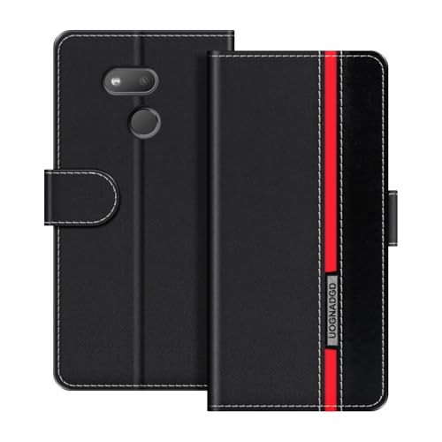 UOGNADGD Lederhülle Kompatibel mit HTC Desire 12S Klappbares Portemonnaie-Hülle mit Magnetverschluss Ständer & Kartenfächern stoßfestem Schutz (Schwarz)
